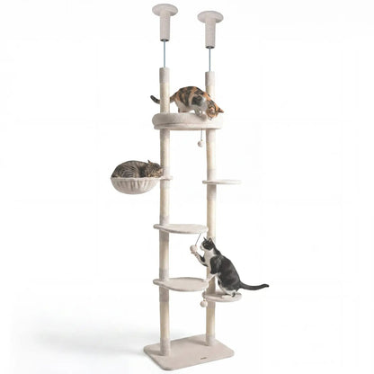 Floor to Ceiling Cat Tree with Six Tiers Hammock