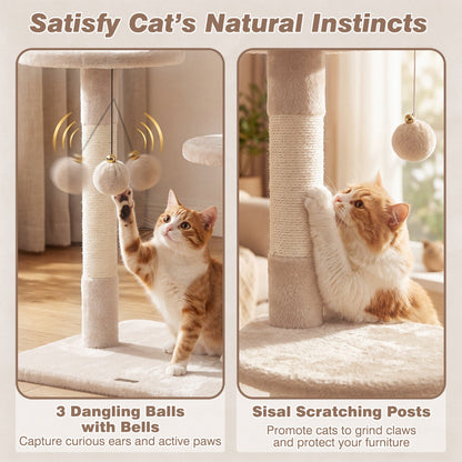 Floor to Ceiling Cat Tree with Six Tiers Hammock