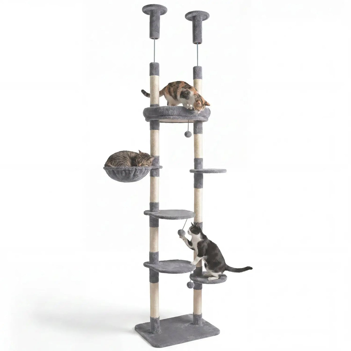 Floor to Ceiling Cat Tree with Six Tiers Hammock