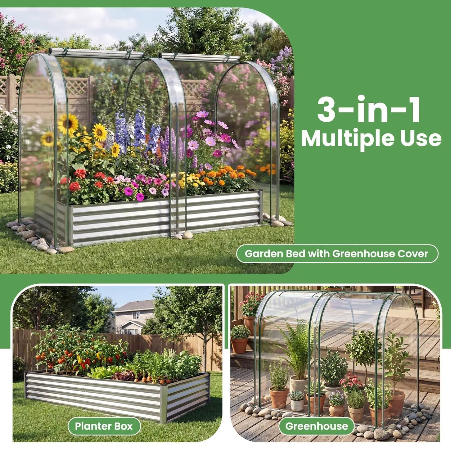 Galvanized Raised Garden Bed Greenhouse Cover