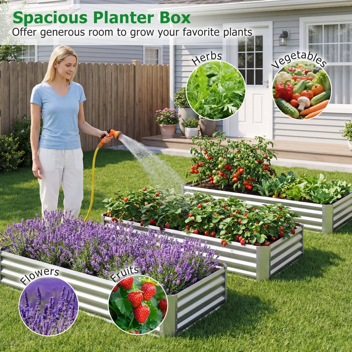 Galvanized Raised Garden Bed 6x3x1 Ft Open Base