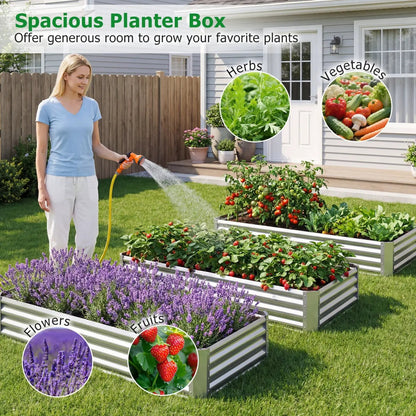Galvanized Raised Garden Bed 6x3x1 Ft Open Base
