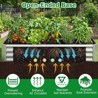 Galvanized Raised Garden Bed 6x3x1 Ft Open Base
