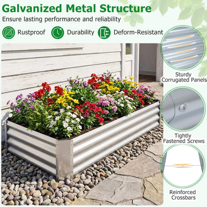 Galvanized Raised Garden Bed 6x3x1 Ft Open Base