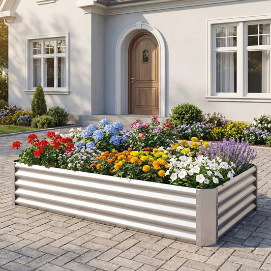 Galvanized Raised Garden Bed 6x3x1 Ft Open Base