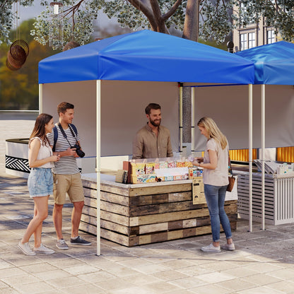 GemGear 6x4 ft pop-up canopy with half sidewall, blue easy setup sun shelter at stall on Tampa Home & Garden Store