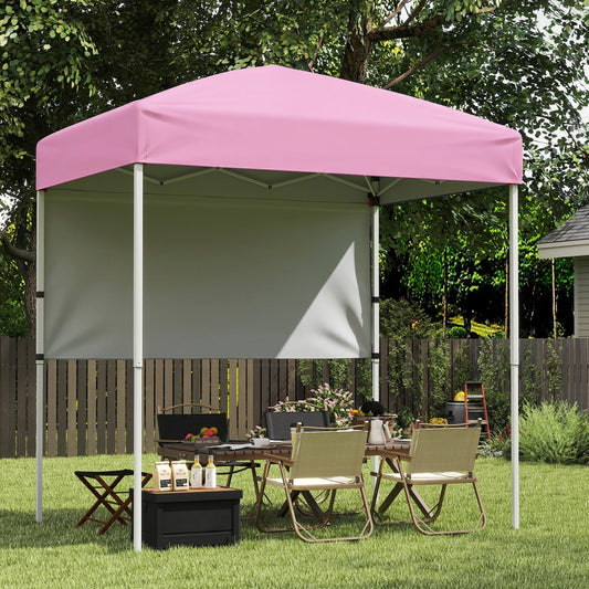 Pop-Up Canopy Tent 6x4 ft pink with half sidewall for backyard dining setup DirectDeals on Tampa Home & Garden Store