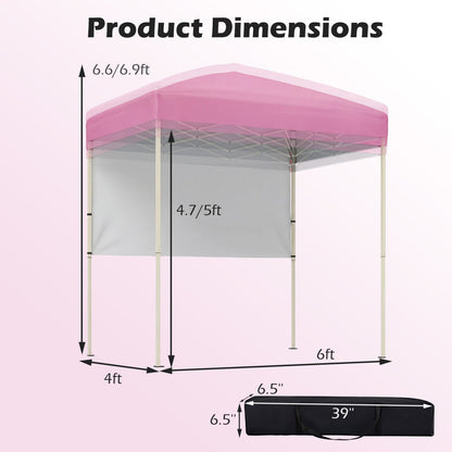 Pop-Up Canopy Tent 6x4 ft DirectDeals Half Sidewall pink canopy beige frame gray wall on Tampa Home & Garden Store