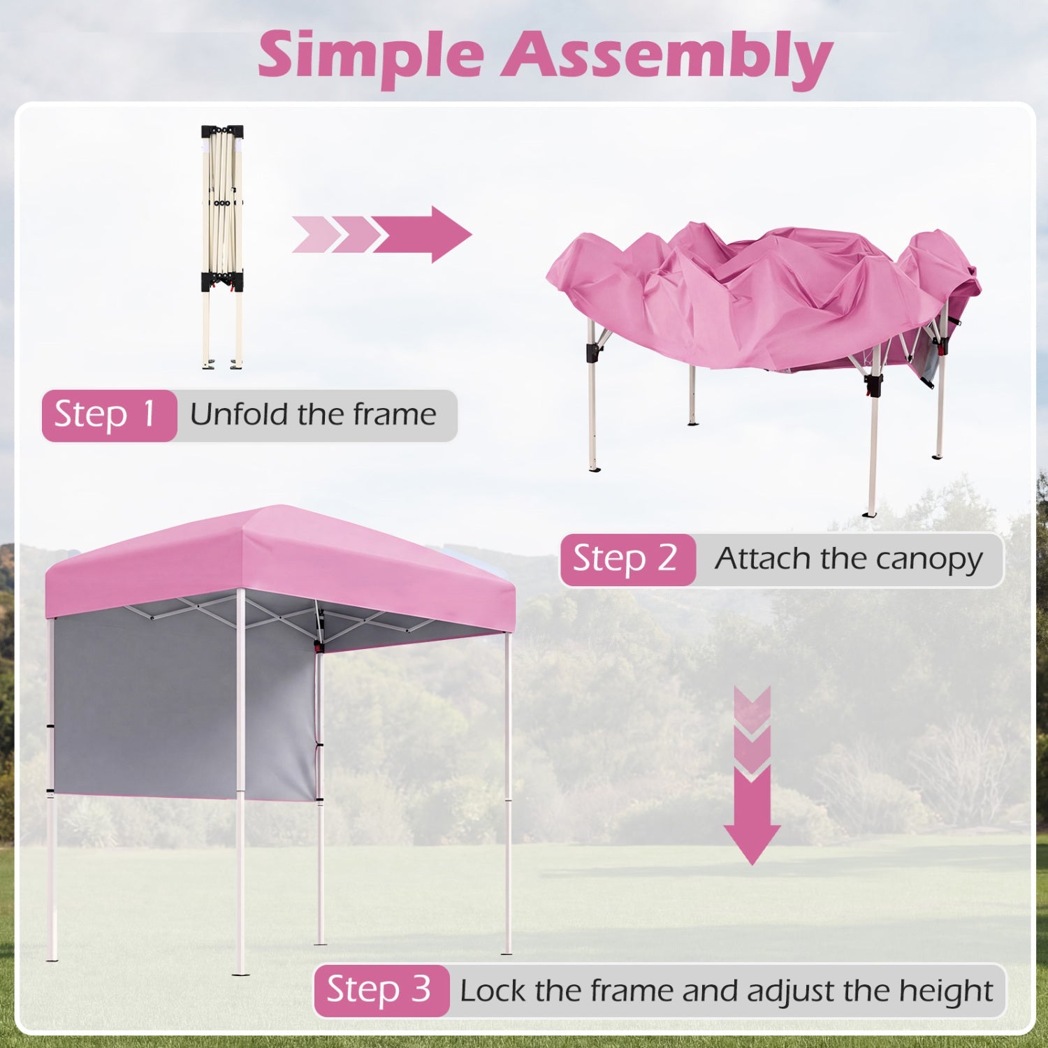 Pop-Up Canopy Tent 6x4 ft DirectDeals pink canopy with half sidewall and foldable frame on Tampa Home & Garden Store