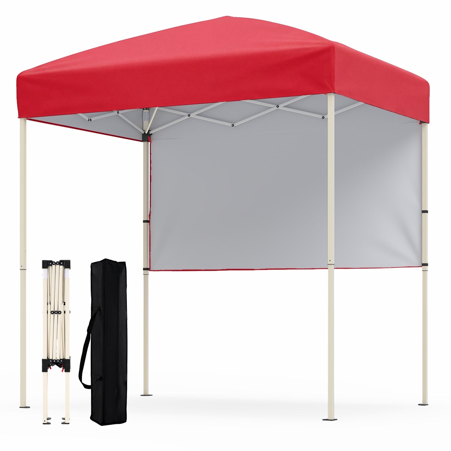Pop-Up Canopy Tent 6x4 ft with Half Sidewall by DirectDeals; red canopy, gray sidewalls on Tampa Home & Garden Store