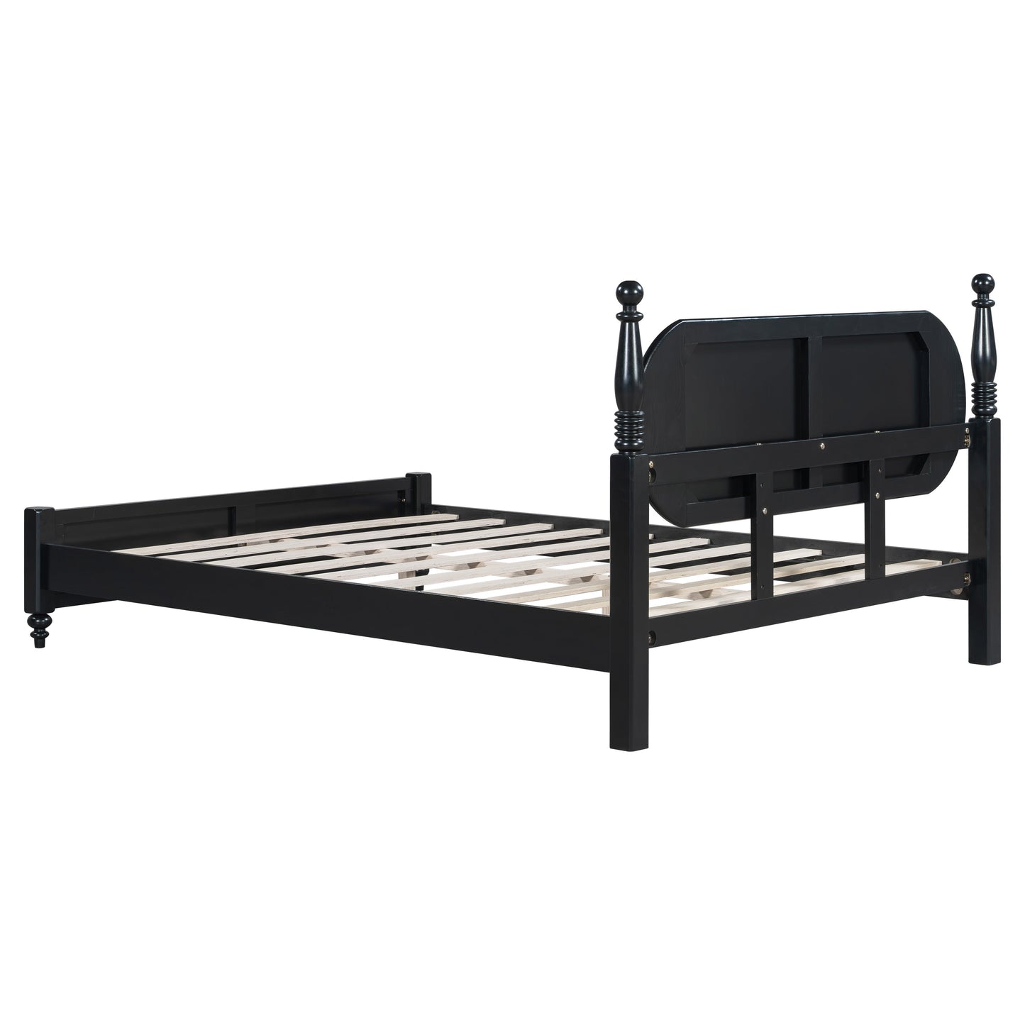 Queen Upholstered Bed Frame With Wood and Slats
