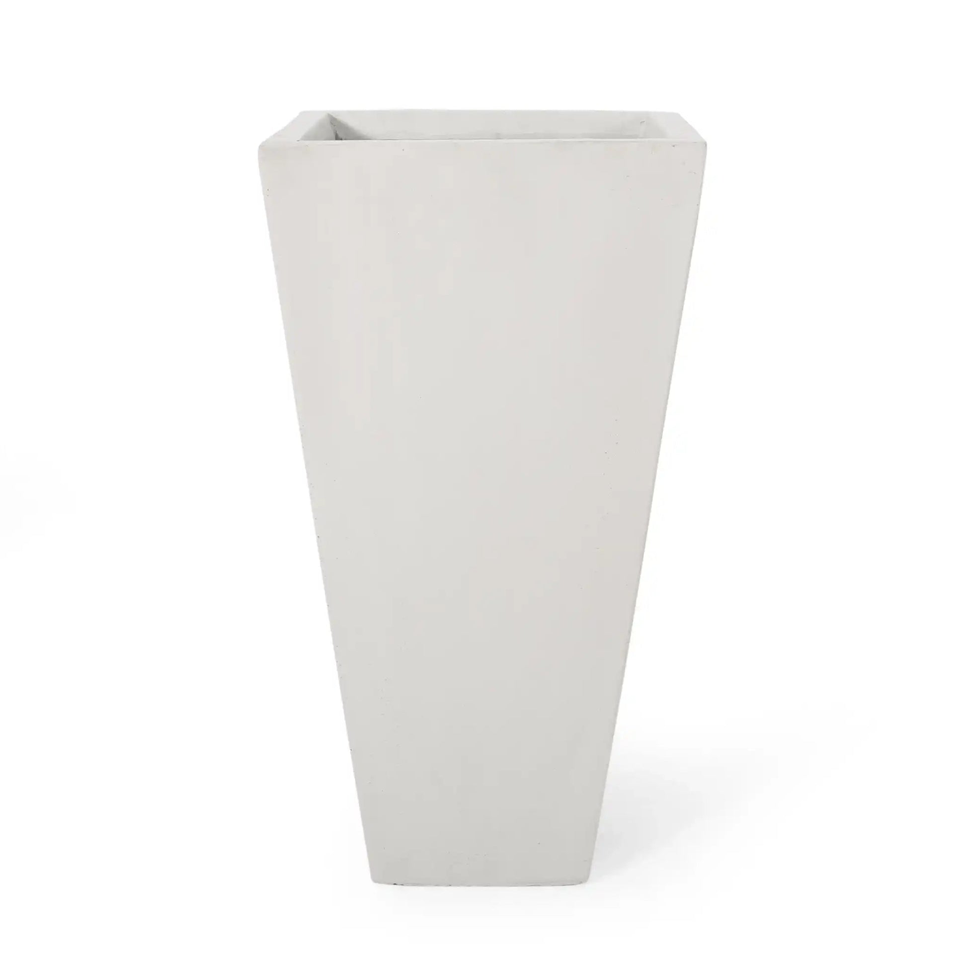 Outdoor Modern Cast Stone Planter white, tall tapered design by HouseOfZazla on Tampa Home & Garden Store