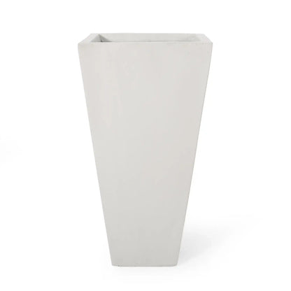Outdoor Modern Cast Stone Planter white, tall tapered design by HouseOfZazla on Tampa Home & Garden Store