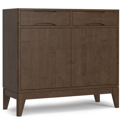 Harper Walnut Brown Entryway Cabinet with two drawers above a lower cabinet on tapered legs on Tampa Home & Garden Store