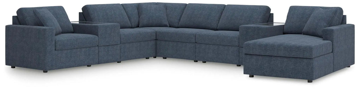 Modmax Ink blue stationary sectional sofa with chaise and glass-top tables by Unique Piece on Tampa Home & Garden Store