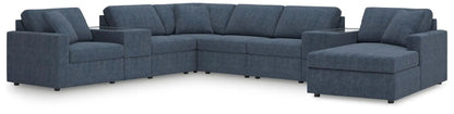 Modmax Ink blue stationary sectional sofa with chaise and glass-top tables by Unique Piece on Tampa Home & Garden Store