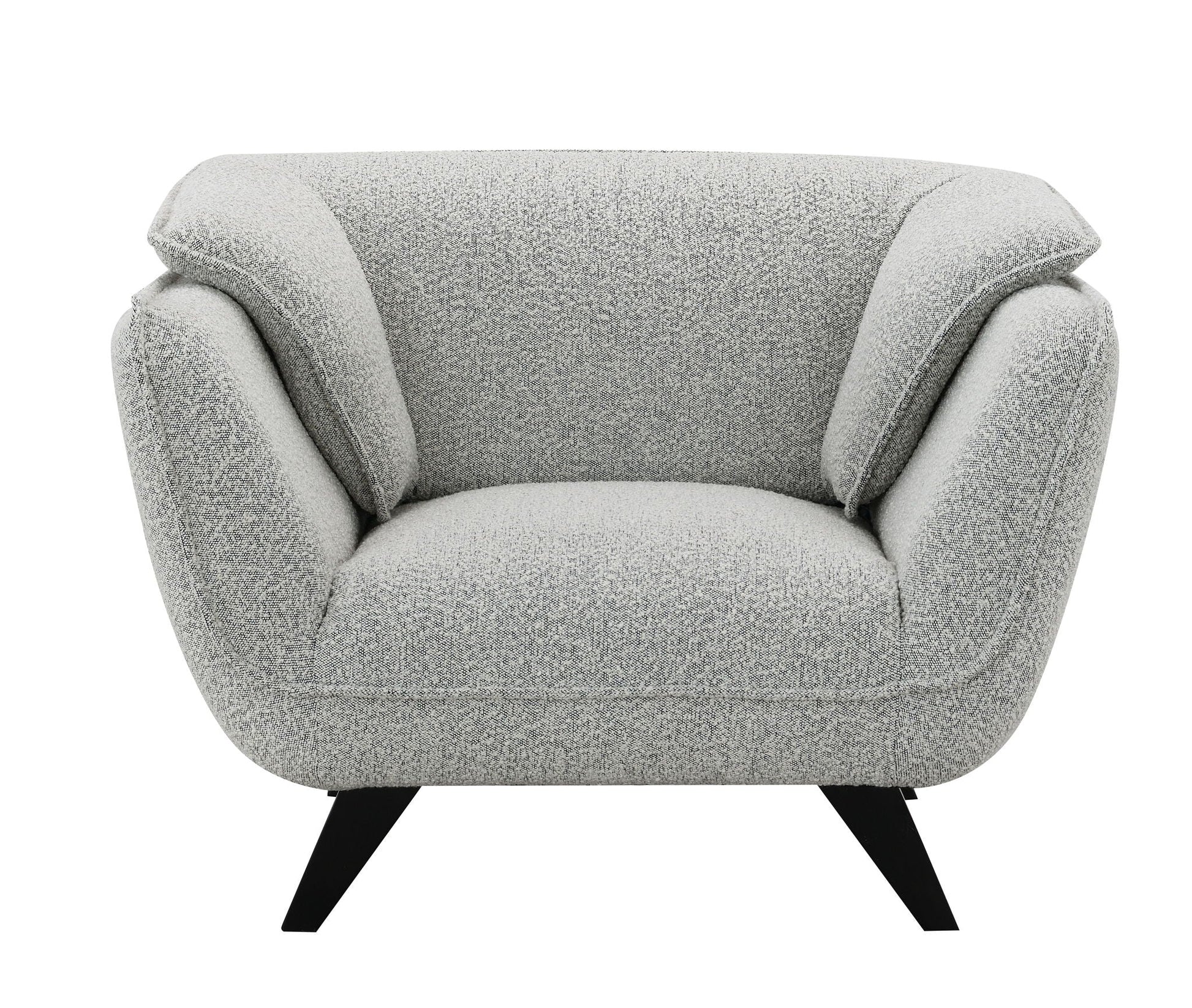Nayeli Boucle Chair gray boucle fabric armchair with angled black legs HouseOfZazla on Tampa Home & Garden Store