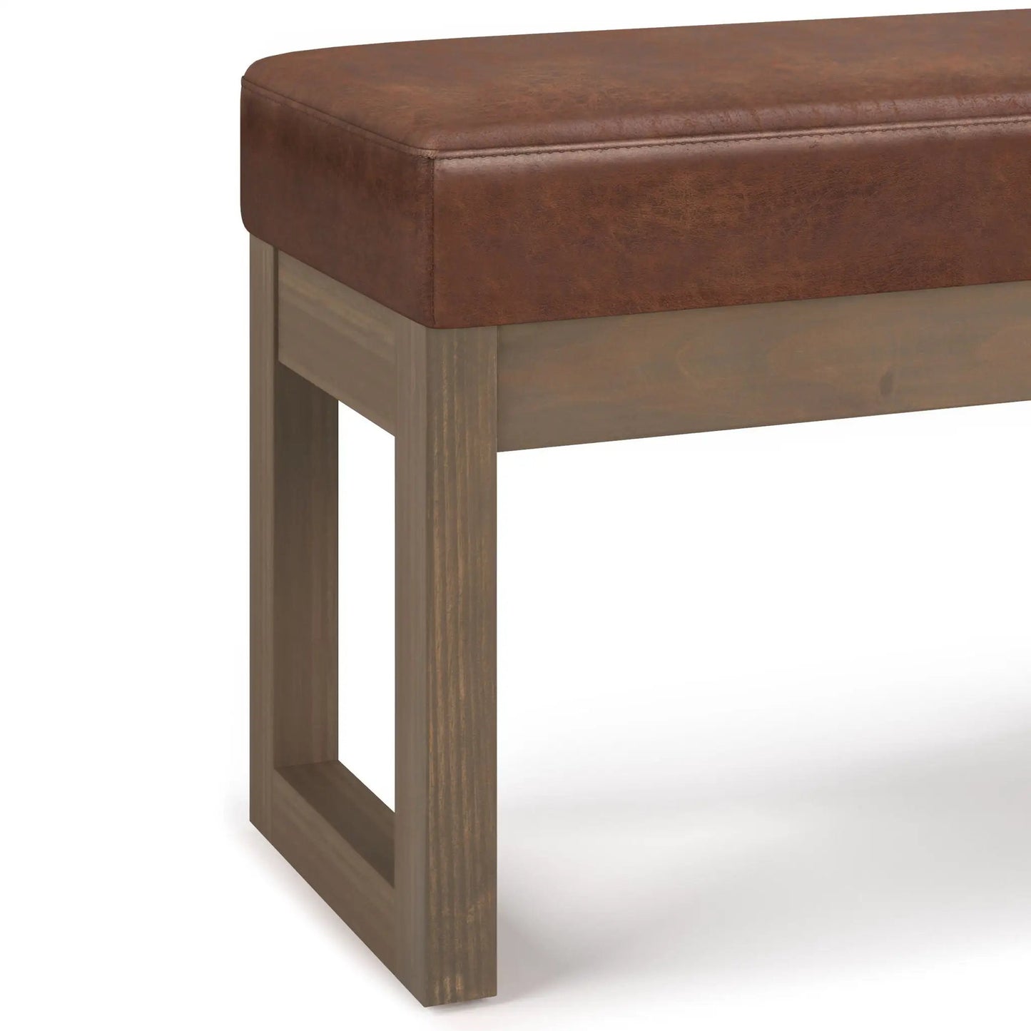 Milltown Upholstered Ottoman Bench With Driftwood