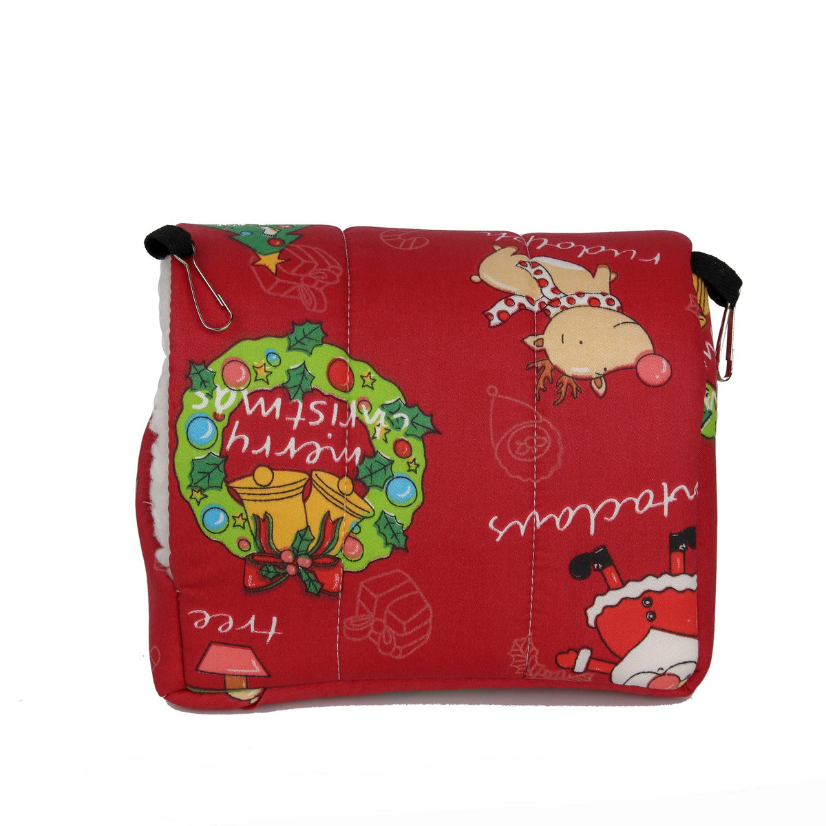 Parrot Cotton Pet Nest Warm Winter Thickened red Christmas print with metal hanging clips on Tampa Home & Garden Store