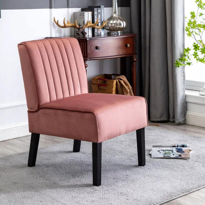Reese mid-century modern accent chairs set of 2, pink velvet with black legs on Tampa Home & Garden Store