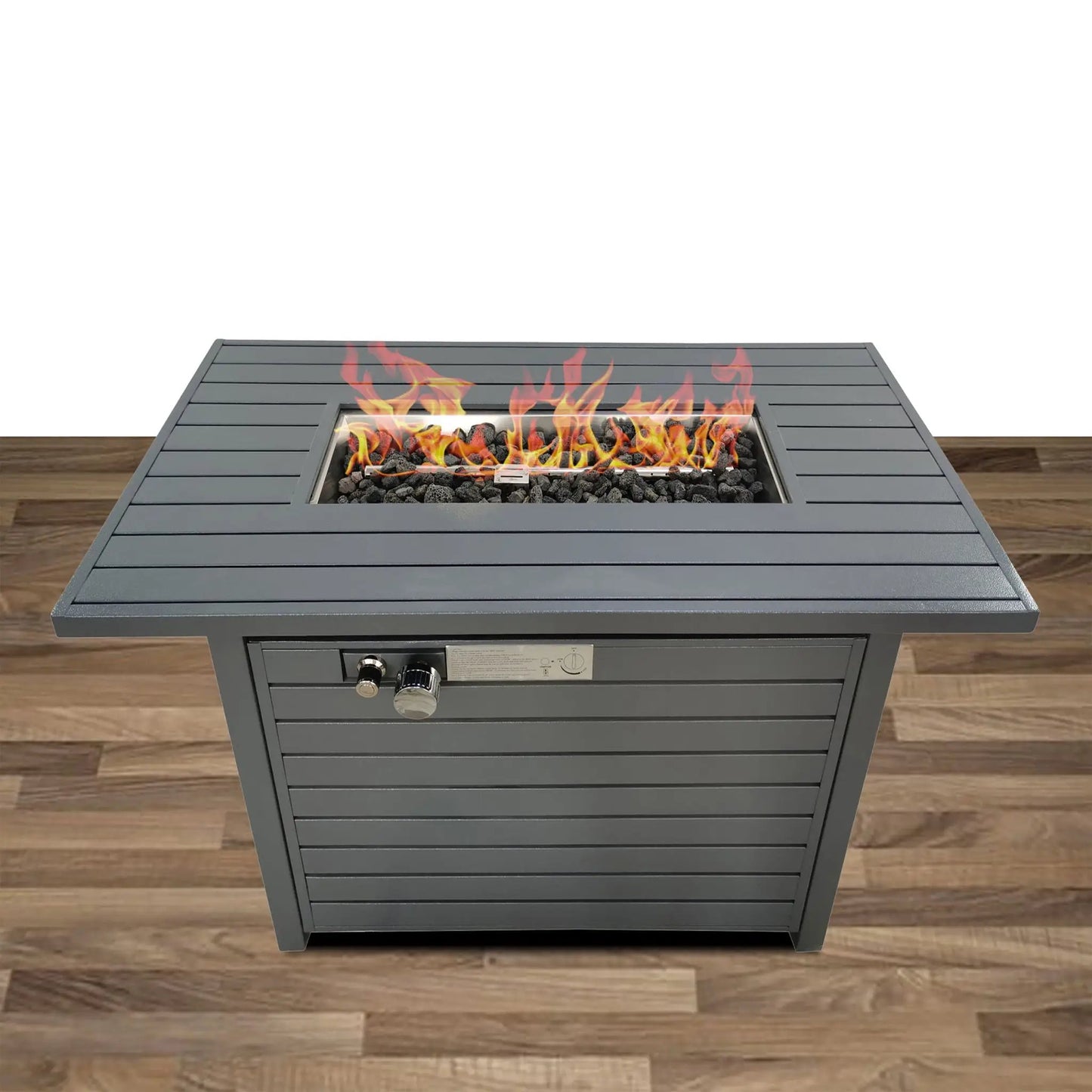 Propane Outdoor Fire Pit Table With Lid Gray