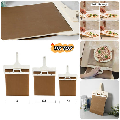 3-size sliding pizza peel set by Perfecsy, wooden handle, brown storage boards on Tampa Home & Garden Store