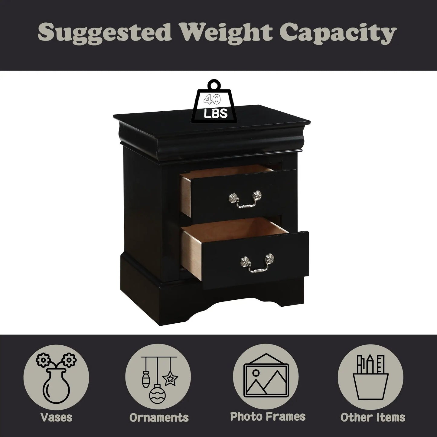Louis Philippe III Sleek Design Nightstand
