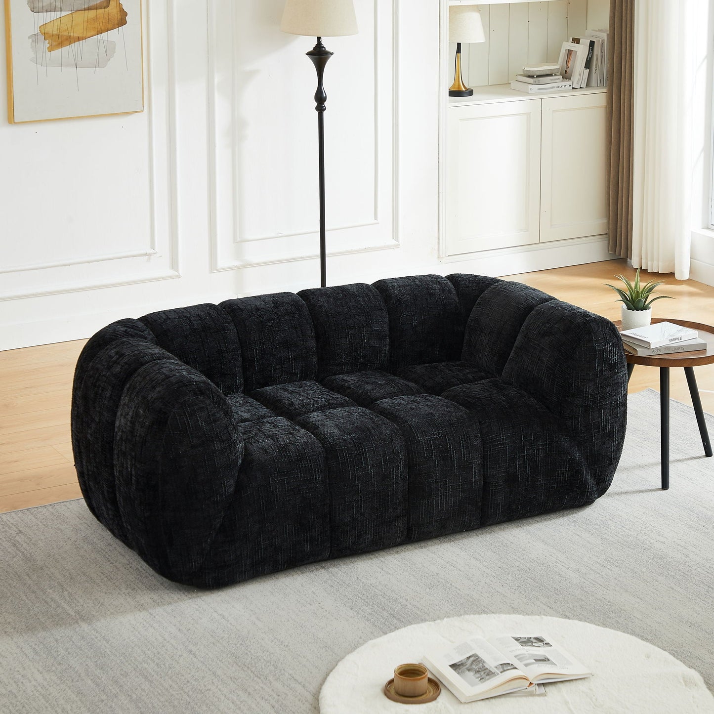 Rounded Cloud Sofa and Piano Key Backrest Design