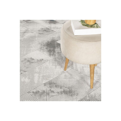 Modern Geometric Area Rug in ivory and gray by HouseOfZazla with interlocking pattern on Tampa Home & Garden Store