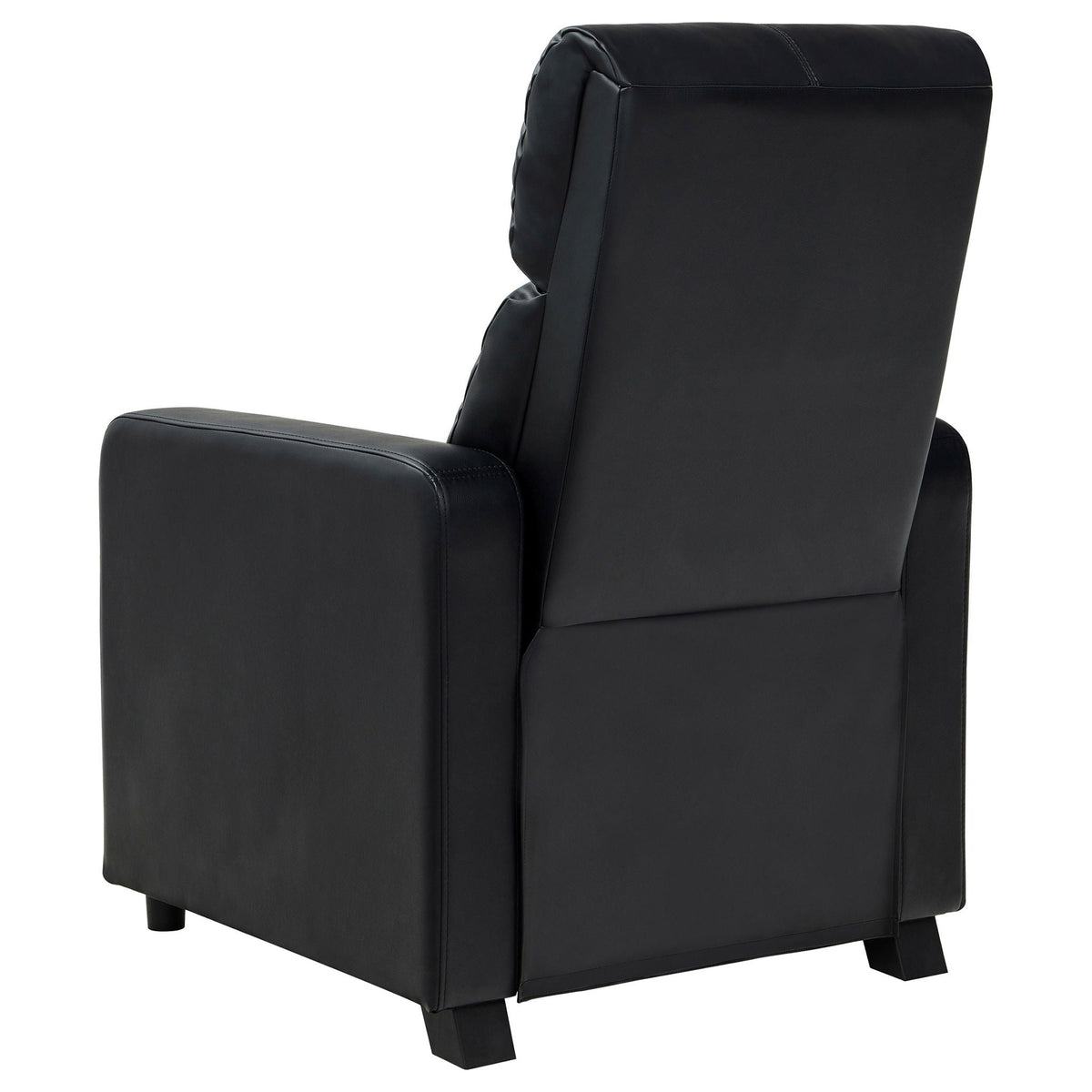 Push Back Recliner Black leather-look upholstery by HouseOfZazla, padded arms, square legs on Tampa Home & Garden Store