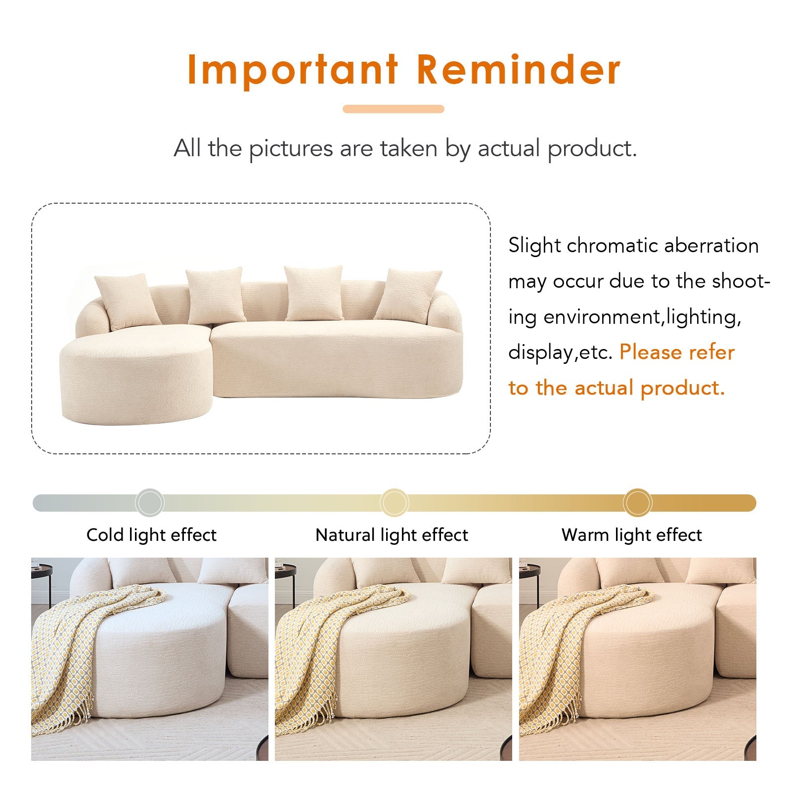 Boneless L-Shape Sectional Sofa with Curved Chaise in beige fabric by HouseOfZazla on Tampa Home & Garden Store