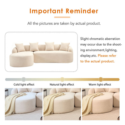Boneless L-Shape Sectional Sofa with Curved Chaise in beige fabric by HouseOfZazla on Tampa Home & Garden Store