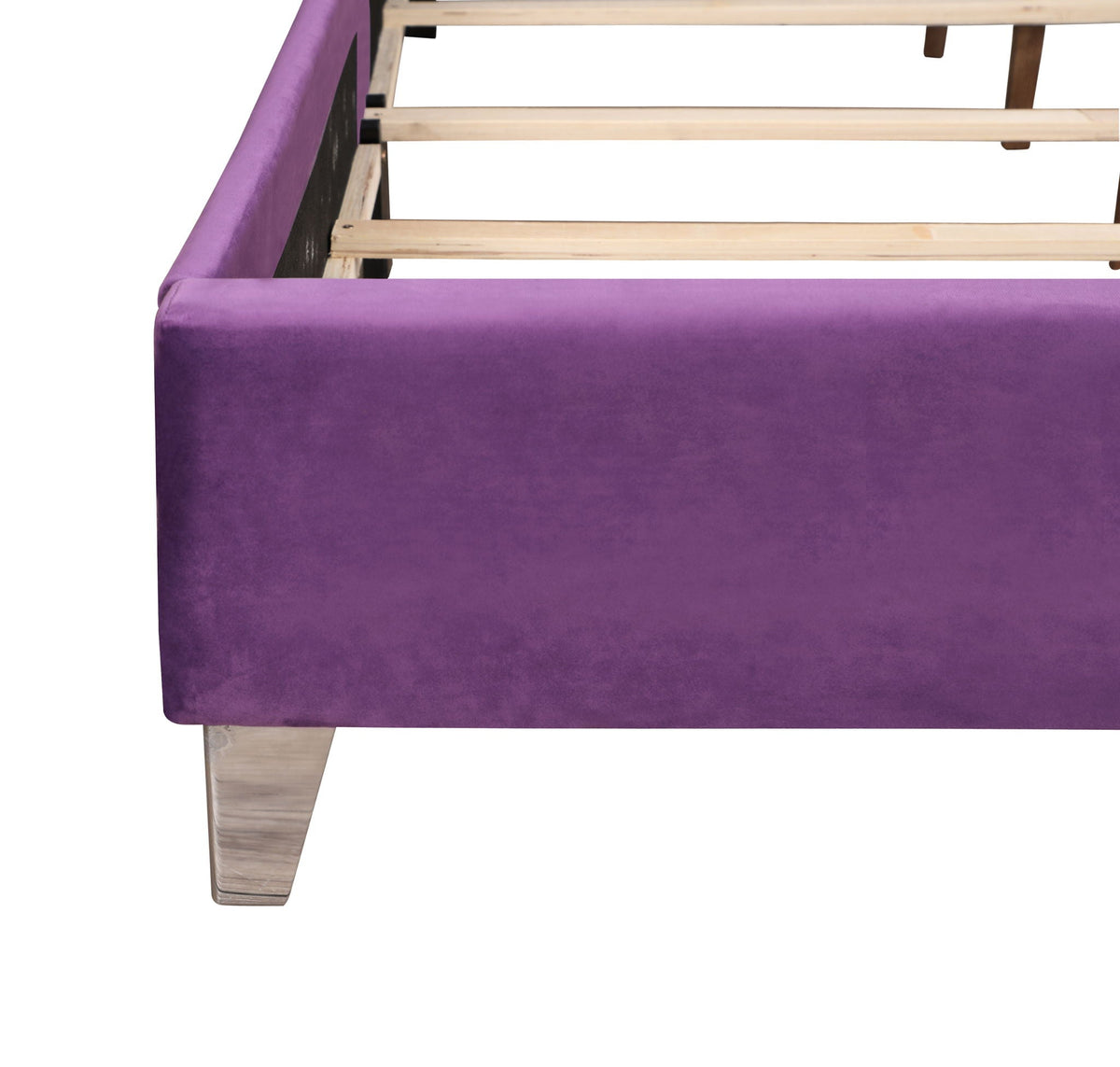 Upholstered Nailhead Trim Chic Bed purple velvet with light wood legs by HouseOfZazla on Tampa Home & Garden Store