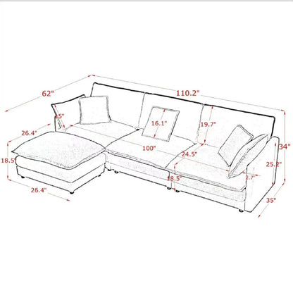 L-shaped sectional sofa with ottoman, 2pc set, convertible 4-seater Unique Piece Furniture on Tampa Home & Garden Store