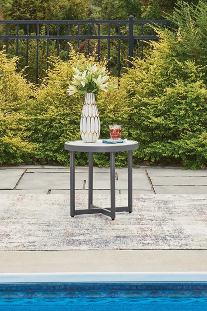 Ocean Beach Round Table in Gray Marble Look