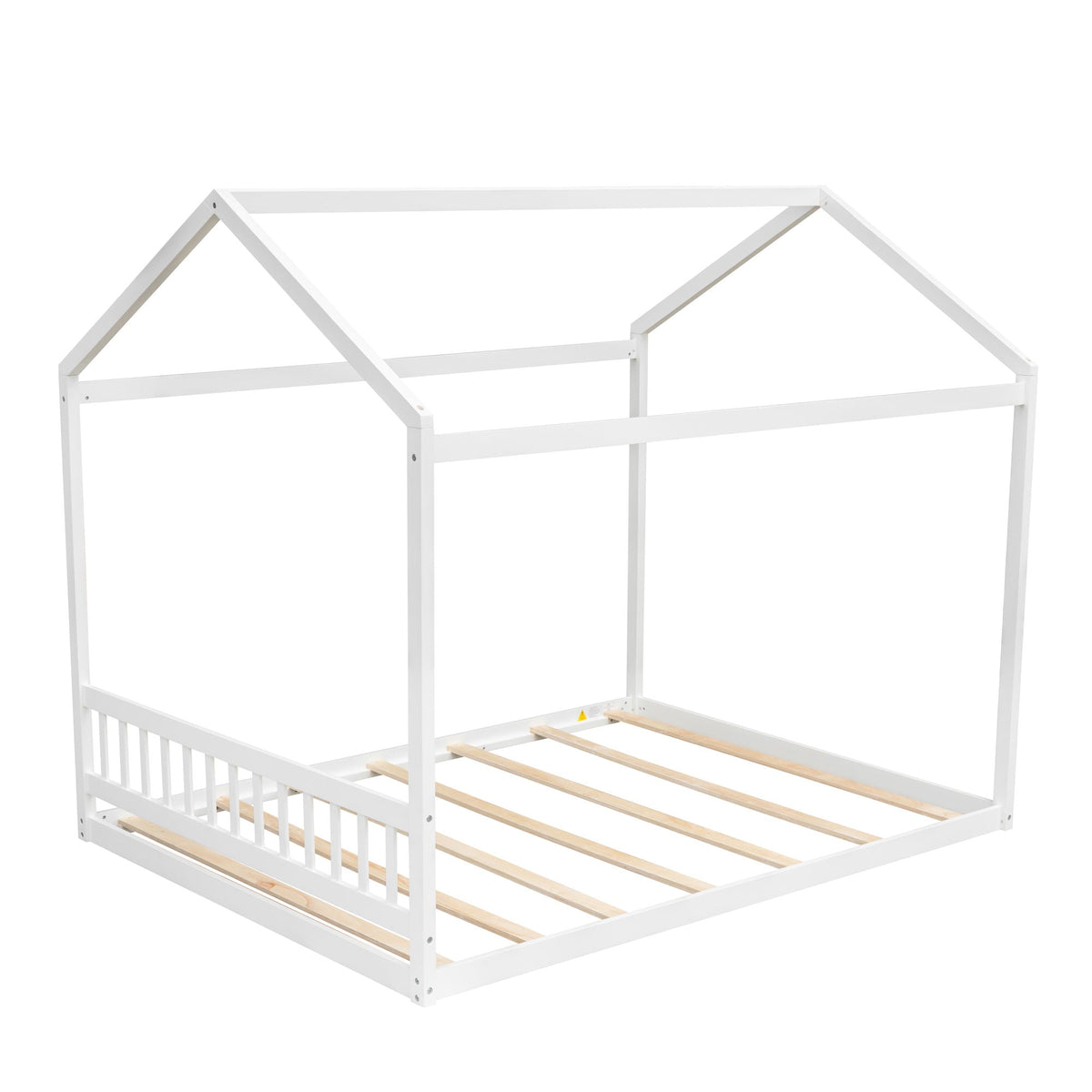 White wooden canopy bed frame with house-shaped top, slatted base on Tampa Home & Garden Store