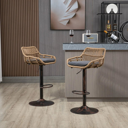 Modern Swivel Bar Stools with Footrest Set of 2