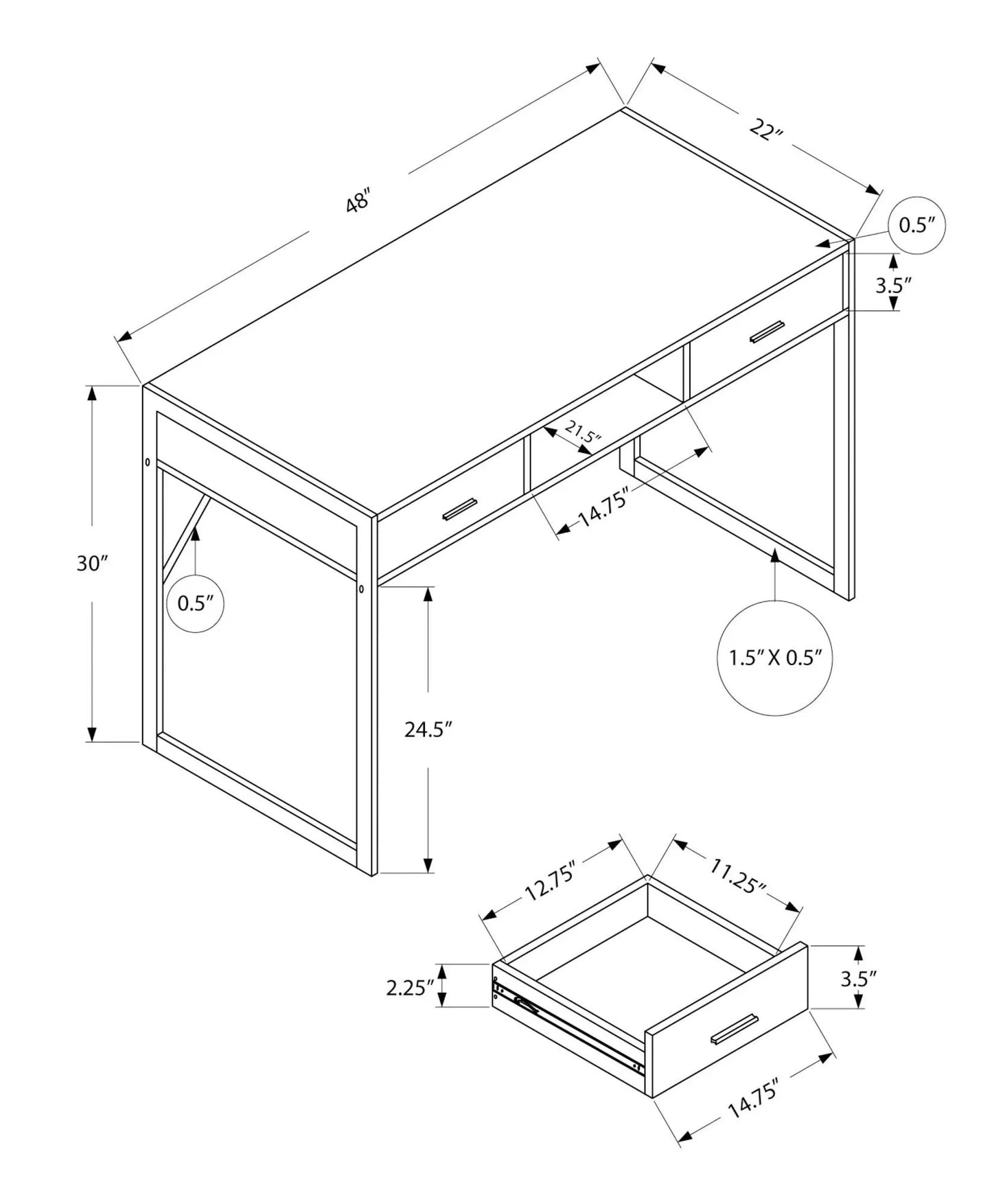 Computer desk for home office with storage drawers by Unique Piece Furniture, 48in wide on Tampa Home & Garden Store