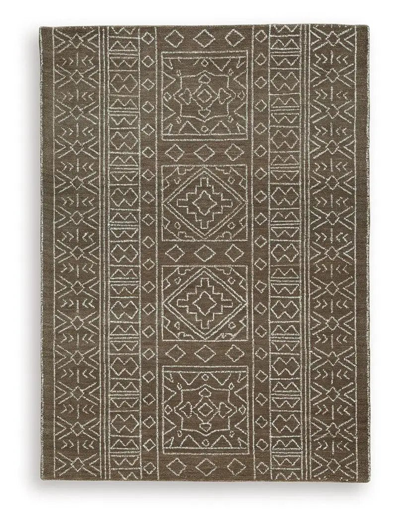 Merrittman rug, brown geometric area rug with cream pattern, Unique Piece Furniture on Tampa Home & Garden Store