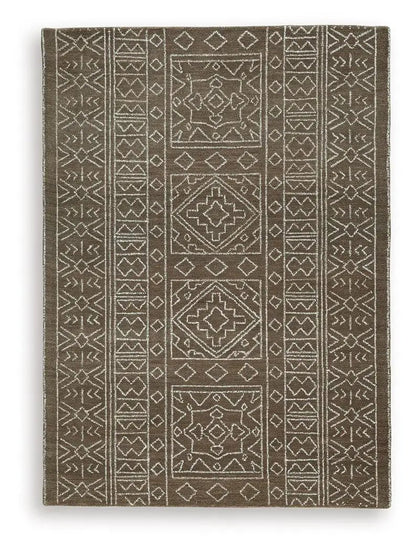 Merrittman rug, brown geometric area rug with cream pattern, Unique Piece Furniture on Tampa Home & Garden Store