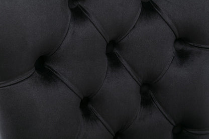 Tufted dining chair set black velvet upholstery close-up with button-tufted cushions on Tampa Home & Garden Store