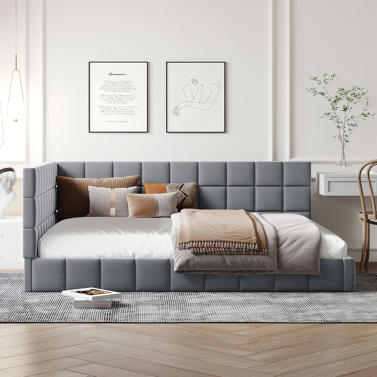 the Elegant Mid Century Modern Velvet Daybed