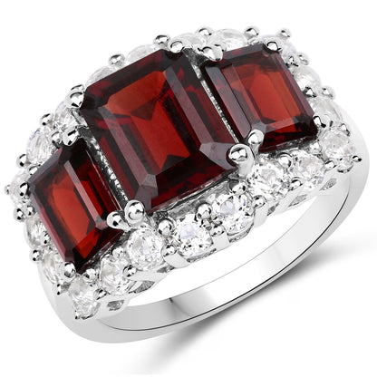 Garnet and white topaz ring in .925 silver by Bids.com with two square garnets and halo of white topaz on Tampa Home & Garden Store