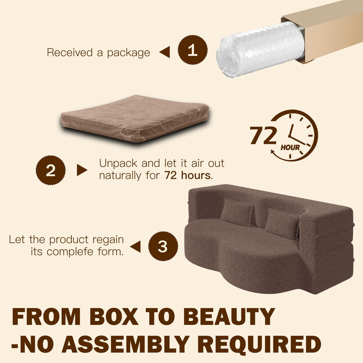 Modern Floor Sleeper Sofa Bed And Two Pillows