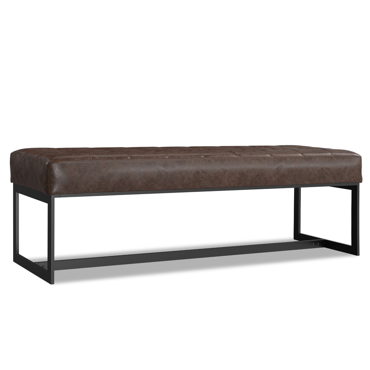 Genuine Leather Ottoman Bench brown tufted top by HouseOfZazla, benchtop cabinet style on Tampa Home & Garden Store