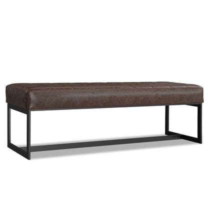 Genuine Leather Ottoman Bench brown tufted top by HouseOfZazla, benchtop cabinet style on Tampa Home & Garden Store