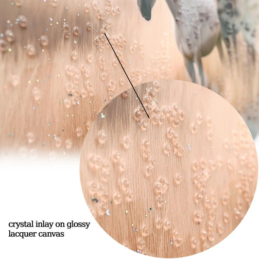 Horses wall art canvas by Unique Piece Furniture in brown & cottage white with crystal inlay on Tampa Home & Garden Store
