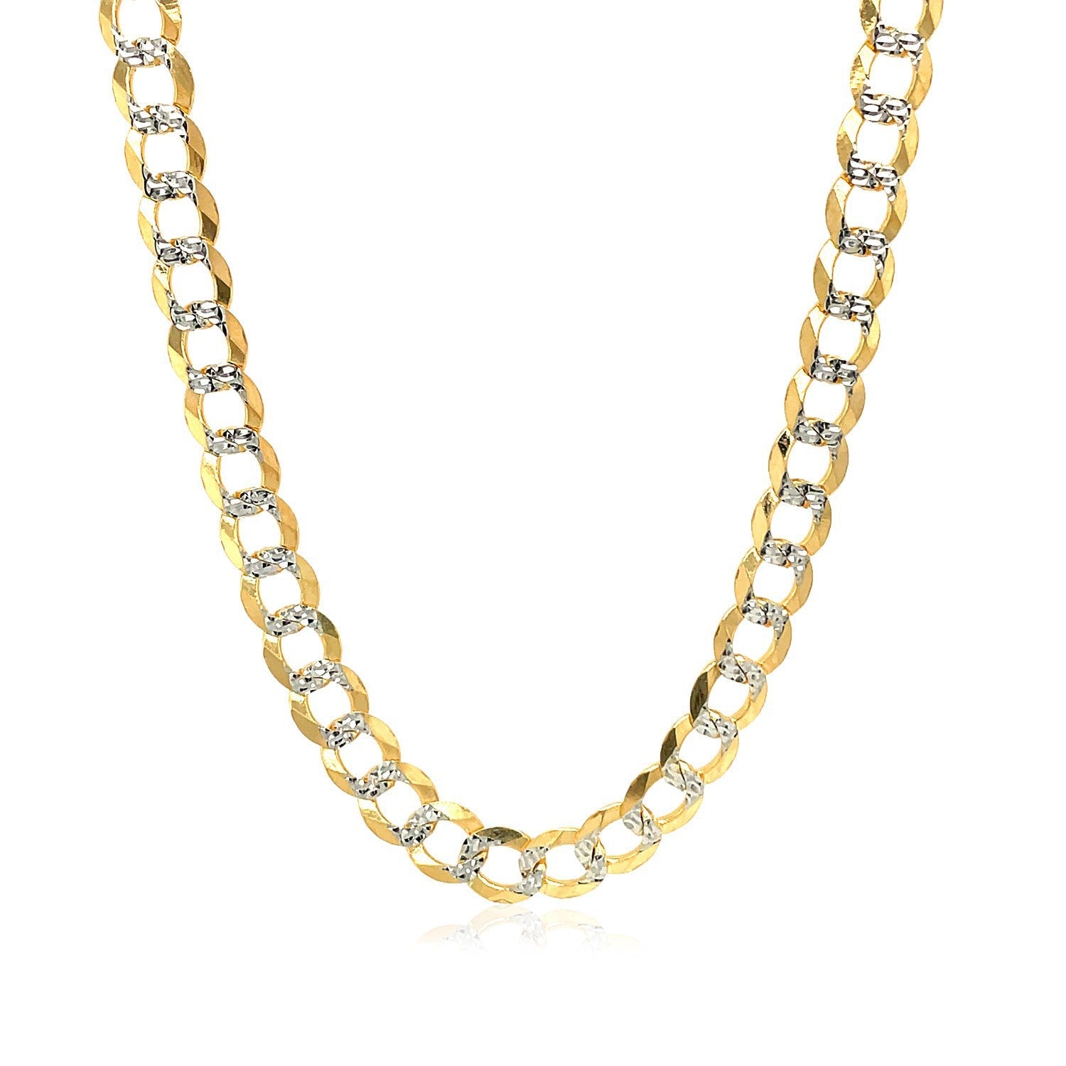5.7mm 14k two-tone gold pave curb chain necklace with pave links on Tampa Home & Garden Store