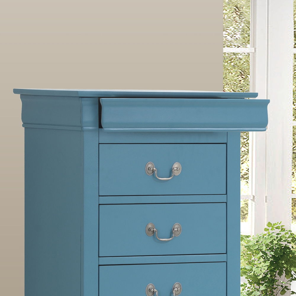 Blue traditional style lingerie chest with English dovetail drawers and silver pulls HouseOfZazla on Tampa Home & Garden Store