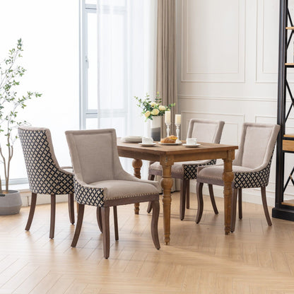 Ultra Side Dining Chair Set 6-piece with Solid Wood Legs beige fabric, multi-color on Tampa Home & Garden Store
